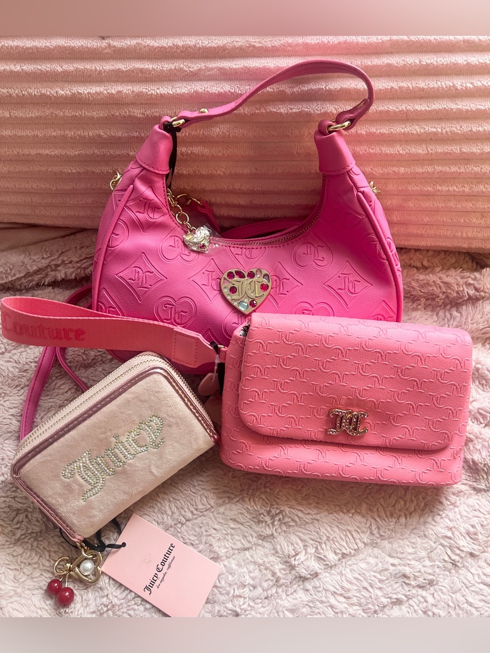 Juicy Couture Barbie Pink Bling Bundle | Purse + Wristlet + Wallet | NEW!!